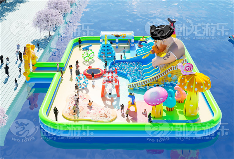 加勒比海盜漂浮樂園水上充氣城堡水面浮島