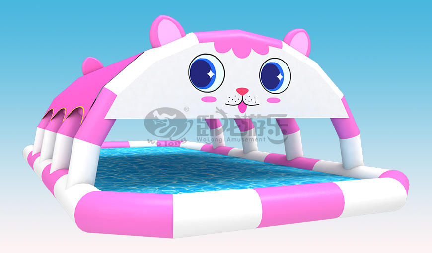 夏日卡通貓遮陽棚遮陽水池移動游泳池